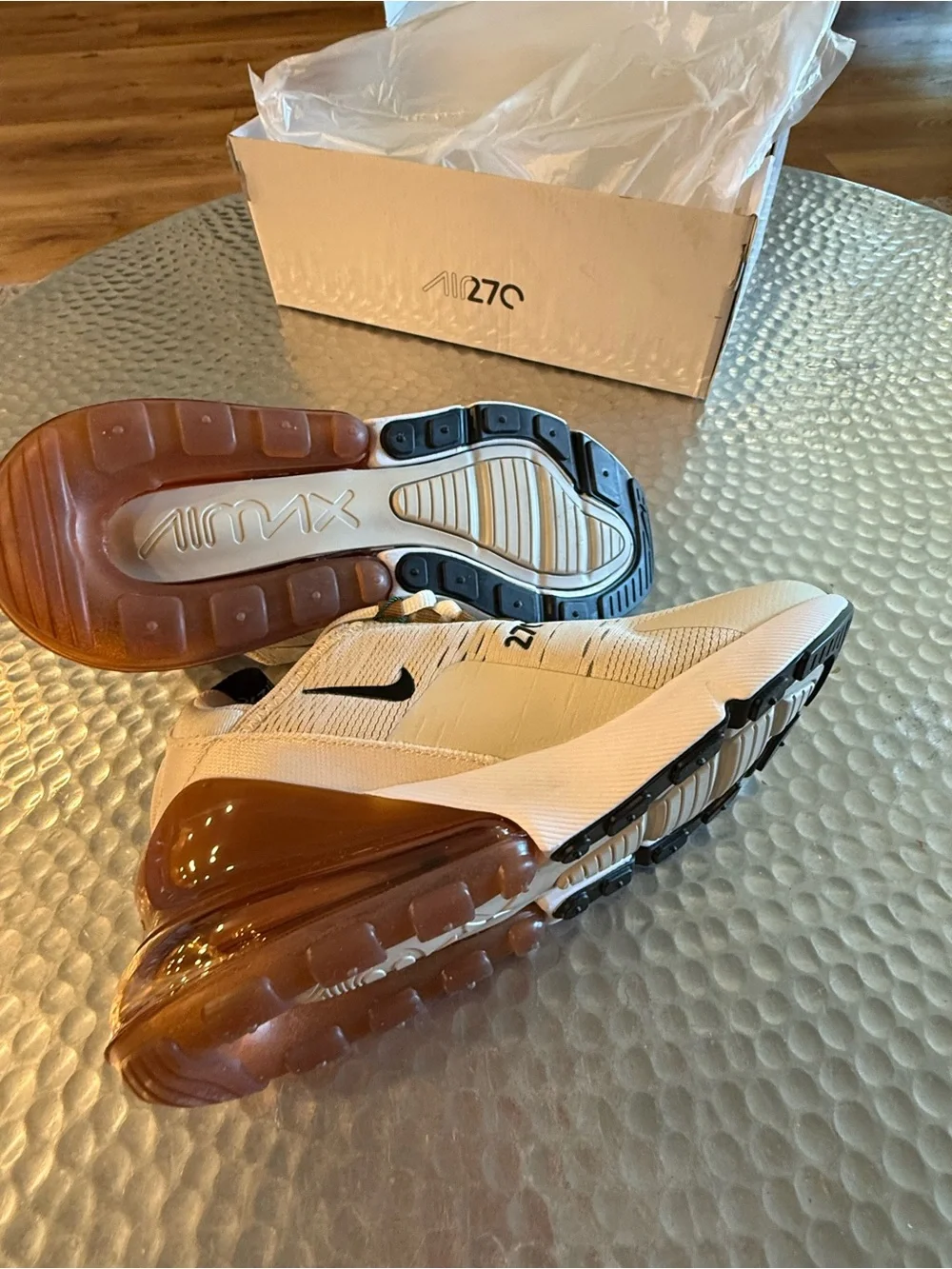 Nike Air Max 270 Sneakers - Cream and Tan Accents